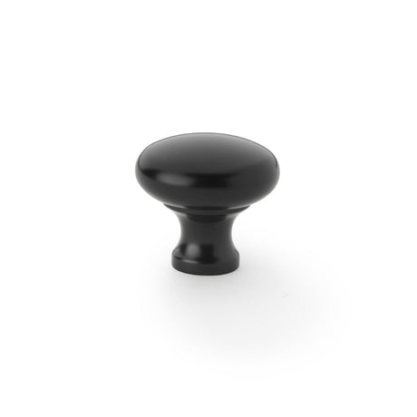 This is an image showing Alexander & Wilks Wade Round Cupboard Knob - Black - 32mm aw836-32-bl available to order from Trade Door Handles in Kendal, quick delivery and discounted prices.