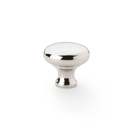 This is an image showing Alexander & Wilks Wade Round Cupboard Knob - Polished Nickel - 32mm aw836-32-pn available to order from Trade Door Handles in Kendal, quick delivery and discounted prices.