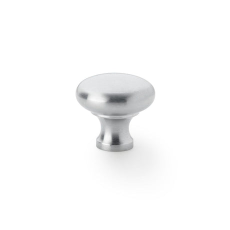 This is an image showing Alexander & Wilks Wade Round Cupboard Knob - Satin Chrome - 32mm aw836-32-sc available to order from Trade Door Handles in Kendal, quick delivery and discounted prices.