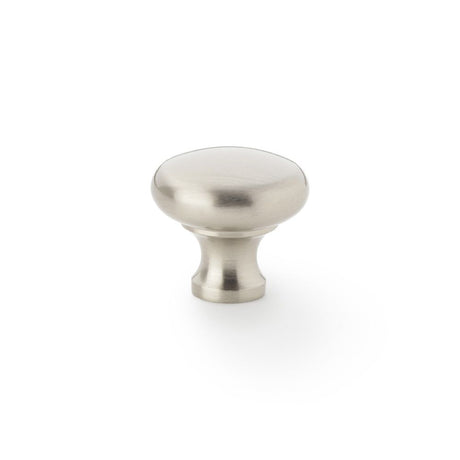 This is an image showing Alexander & Wilks Wade Round Cupboard Knob - Satin Nickel - 32mm aw836-32-sn available to order from Trade Door Handles in Kendal, quick delivery and discounted prices.