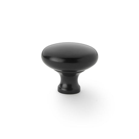 This is an image showing Alexander & Wilks Wade Round Cupboard Knob - Black - 38mm aw836-38-bl available to order from Trade Door Handles in Kendal, quick delivery and discounted prices.