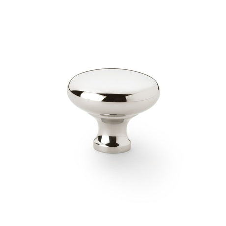 This is an image showing Alexander & Wilks Wade Round Cupboard Knob - Polished Nickel - 38mm aw836-38-pn available to order from Trade Door Handles in Kendal, quick delivery and discounted prices.