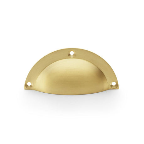 This is an image showing Alexander & Wilks Raoul Cup Handle - Satin Brass aw910sb available to order from Trade Door Handles in Kendal, quick delivery and discounted prices.