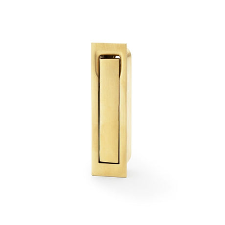 This is an image showing Alexander & Wilks Square Sliding Door Edge Pull - Satin Brass PVD aw990sbpvd available to order from Trade Door Handles in Kendal, quick delivery and discounted prices.