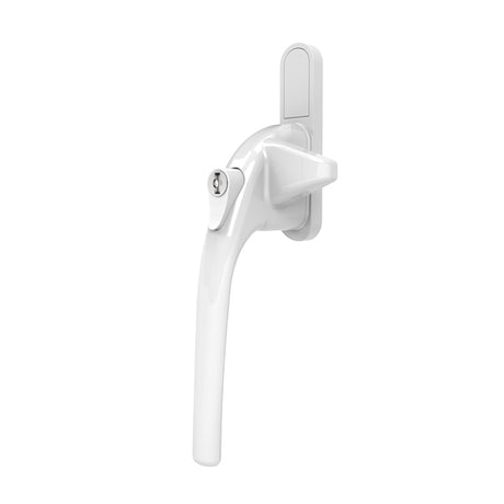 This is an image of a Mila - Cockspur Window Handle R/H White bx056168 that is availble to order from Trade Door Handles in Kendal.