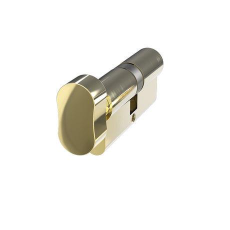 This is an image of a Mila - Standard Security Euro Cylinder Thumbturn 35/35 - Polished Brass bx3535etpbm6 that is availble to order from Trade Door Handles in Kendal.