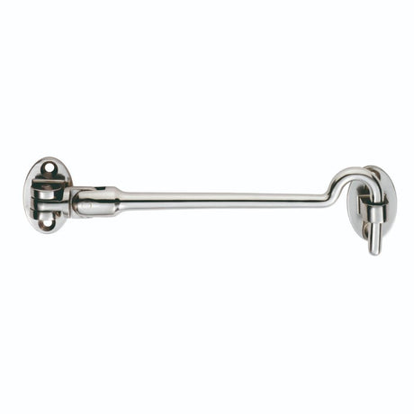 This is an image of a Eurospec - Silent Pattern Cabin Hook 150mm - Bright Stainless Steel that is availble to order from Trade Door Handles in Kendal.
