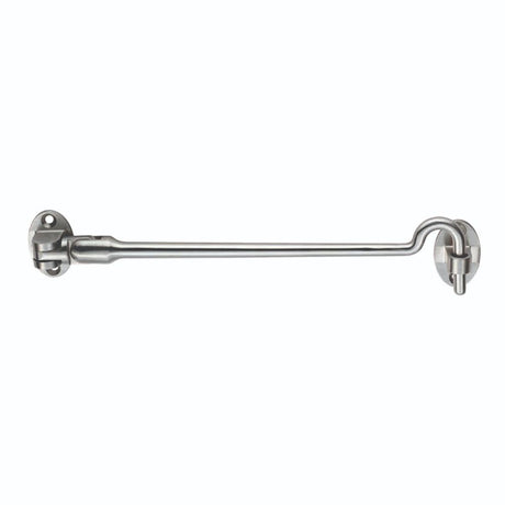 This is an image of a Eurospec - Silent Pattern Cabin Hook 200mm - Satin Stainless Steel that is availble to order from Trade Door Handles in Kendal.
