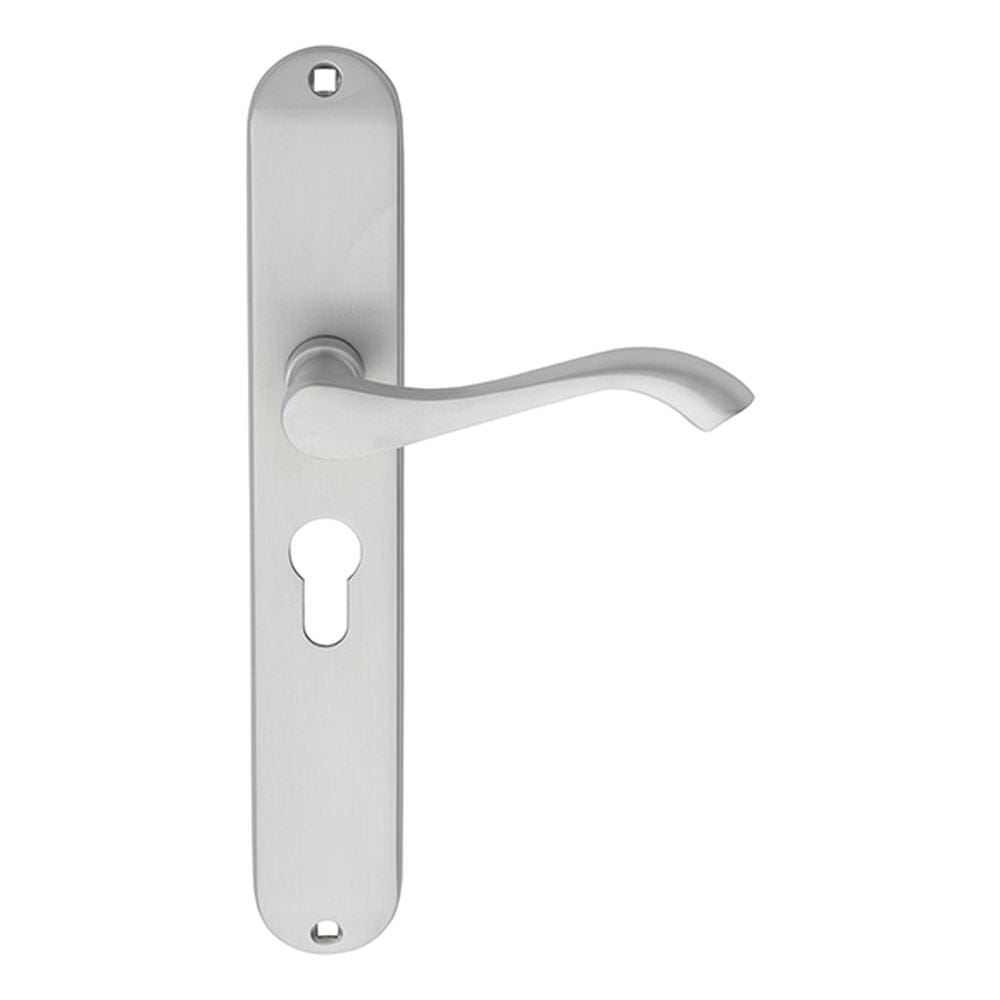 Carlisle Brass Door Furniture Satin Chrome / Euro Profile Lock Handles Carlisle Brass - Andros Lever on Euro Lock Long Backplate - Satin Chrome