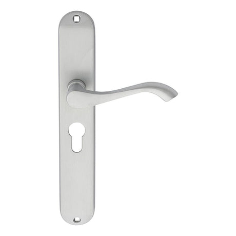Carlisle Brass Door Furniture Satin Chrome / Euro Profile Lock Handles Carlisle Brass - Andros Lever on Euro Lock Long Backplate - Satin Chrome
