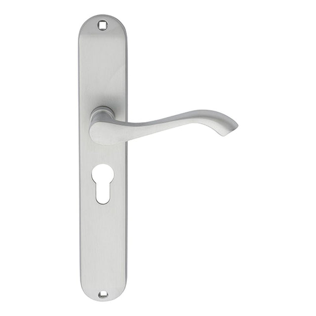 Carlisle Brass Door Furniture Satin Chrome / Euro Profile Lock Handles Carlisle Brass - Andros Lever on Euro Lock Long Backplate - Satin Chrome