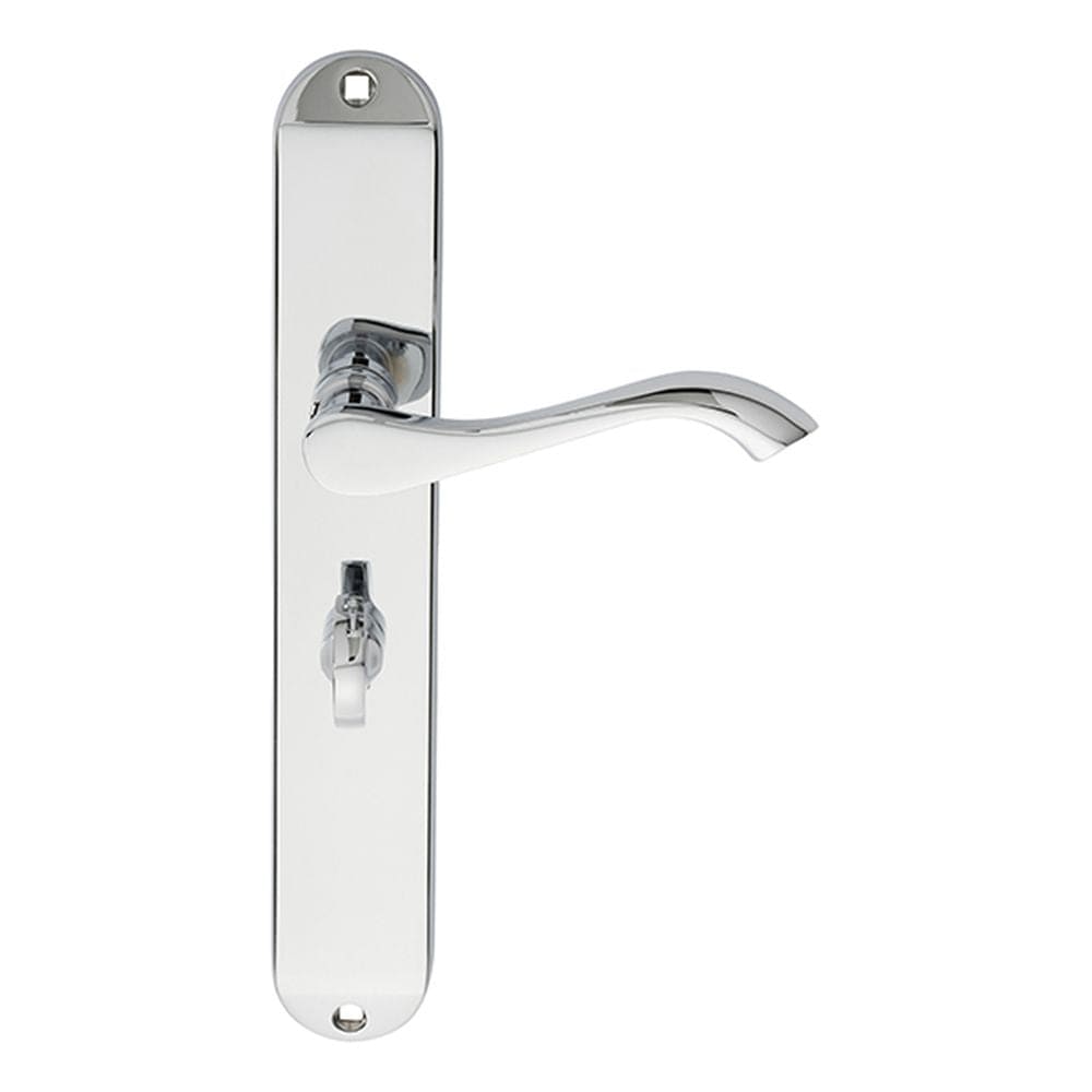 Carlisle Brass Door Furniture Polished Chrome / Bathroom Lock Handles Carlisle Brass - Andros Lever on Long WC Backplate - Polished Chrome