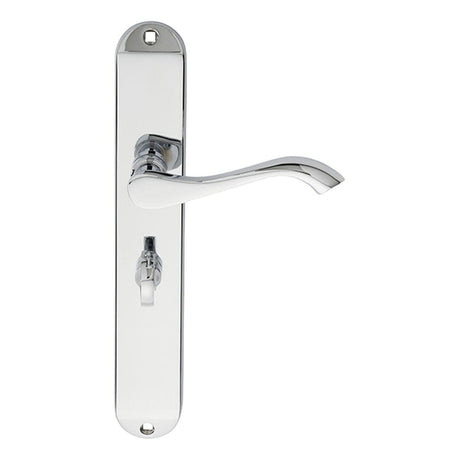 Carlisle Brass Door Furniture Polished Chrome / Bathroom Lock Handles Carlisle Brass - Andros Lever on Long WC Backplate - Polished Chrome