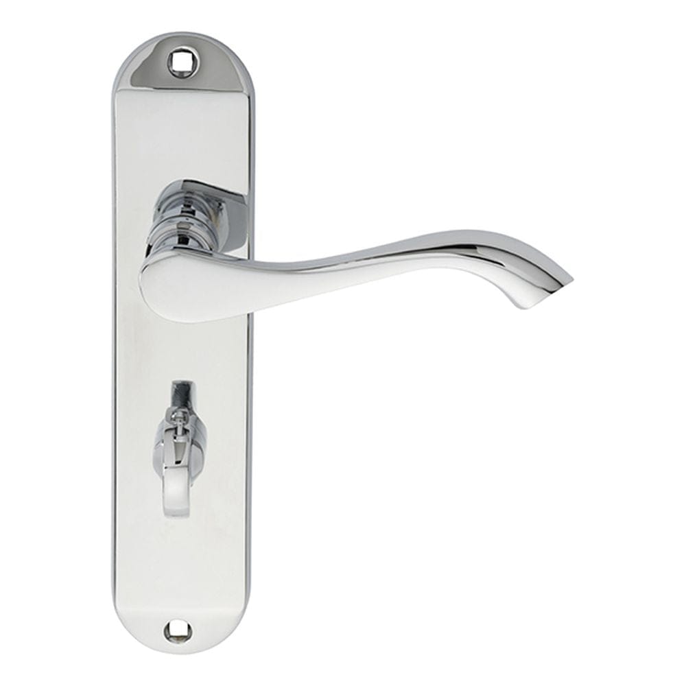 Carlisle Brass Door Furniture Polished Chrome / Bathroom Lock Handles Carlisle Brass - Andros Lever on WC Backplate - Polished Chrome