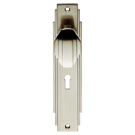 Carlisle Brass Door Furniture Satin Nickel / Std. Lock Handles Carlisle Brass - Art Deco Knob on Lock Backplate - Satin Nickel