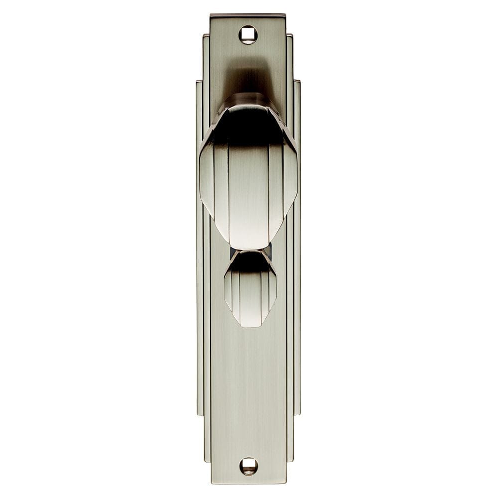 Carlisle Brass Door Furniture Satin Nickel / Bathroom Lock Handles Carlisle Brass - Art Deco Knob on WC Backplate - Satin Nickel