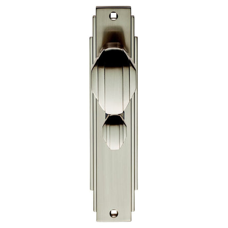 Carlisle Brass Door Furniture Satin Nickel / Bathroom Lock Handles Carlisle Brass - Art Deco Knob on WC Backplate - Satin Nickel