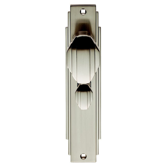 Carlisle Brass Door Furniture Satin Nickel / Bathroom Lock Handles Carlisle Brass - Art Deco Knob on WC Backplate - Satin Nickel