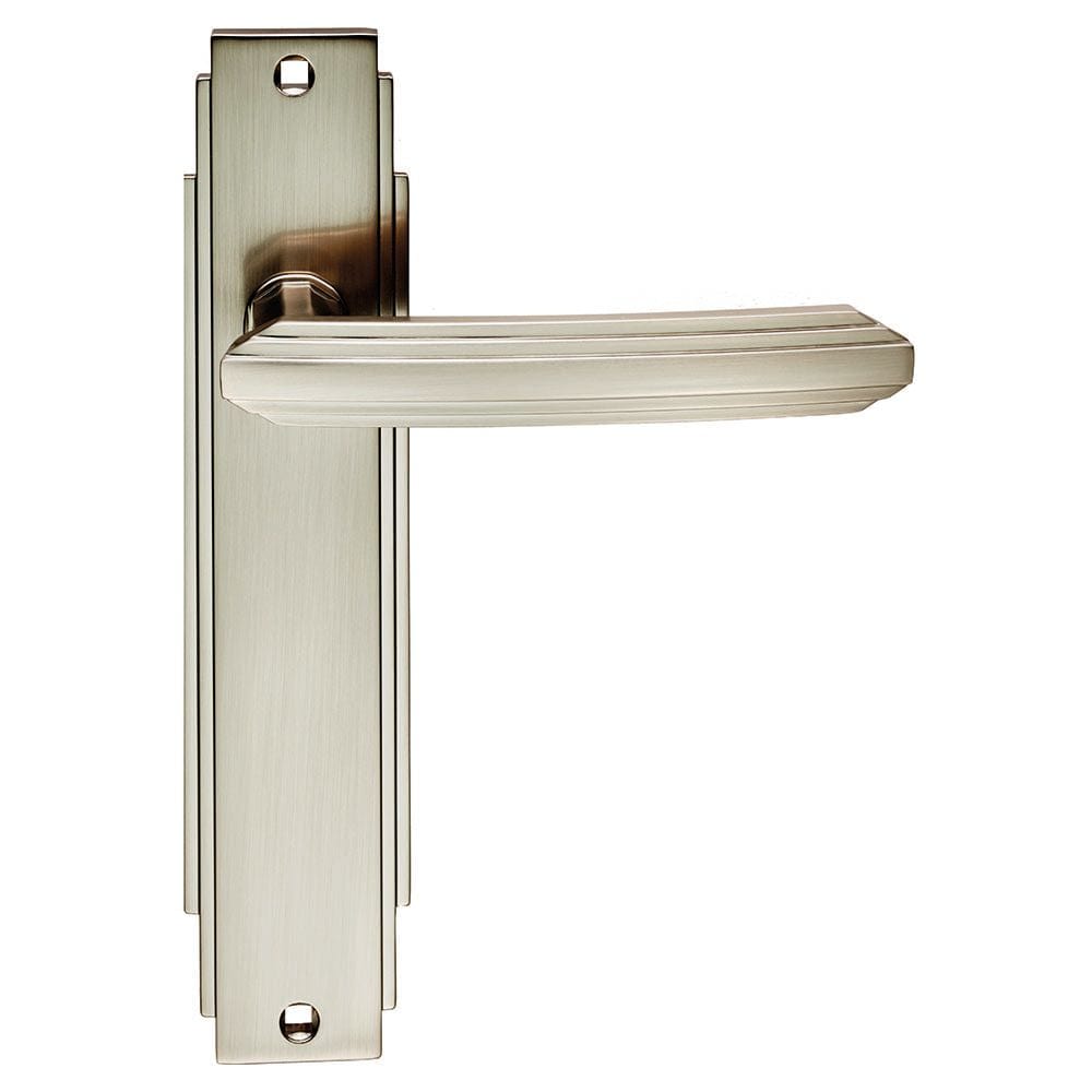 Carlisle Brass Door Furniture Satin Nickel / Latch Handles Carlisle Brass - Art Deco Lever on Latch Backplate - Satin Nickel