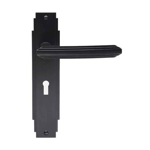 Carlisle Brass Door Furniture Matt Black / Std. Lock Handles Carlisle Brass - Art Deco Lever on Lock Backplate - Matt Black
