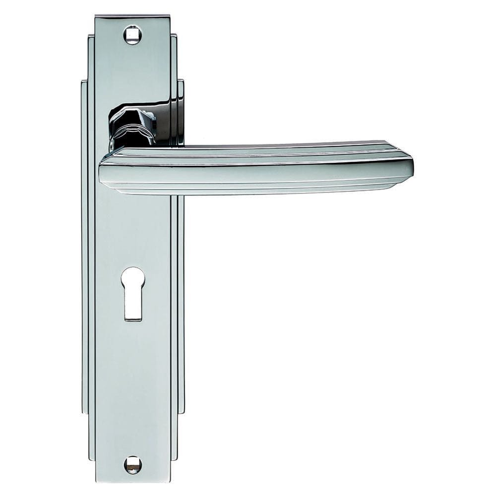 Carlisle Brass Door Furniture Polished Chrome / Std. Lock Handles Carlisle Brass - Art Deco Lever on Lock Backplate - Polished Chrome