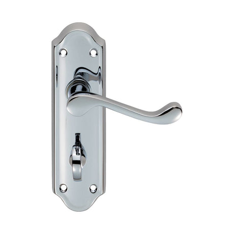 Carlisle Brass Door Furniture Polished Chrome / Bathroom Lock Handles Carlisle Brass - Ashtead Lever on WC Backplate - Polished Chrome