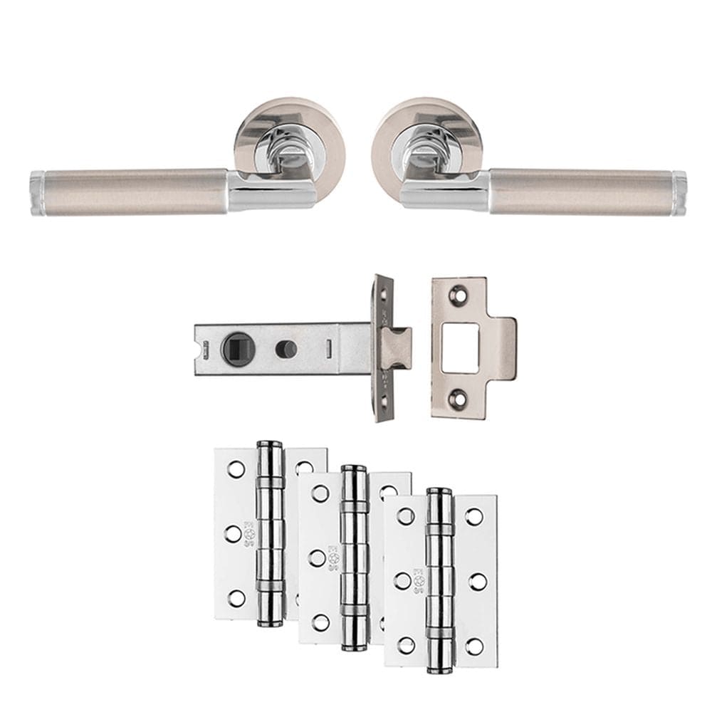 Carlisle Brass Door Furniture Satin Nickel/Polished Chrome / Handles, Hinges and Latch Pack Carlisle Brass - Belas Latch Pack - Ultimate Door Pack - Satin Nickel / Polished
