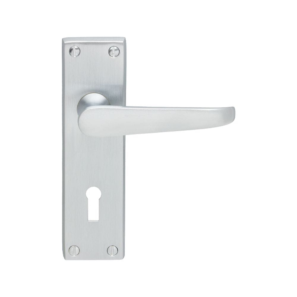 Carlisle Brass Door Furniture Satin Chrome / Std. Lock Handles Carlisle Brass - Contract Victorian Lever on Lock Backplate - Satin Chrome