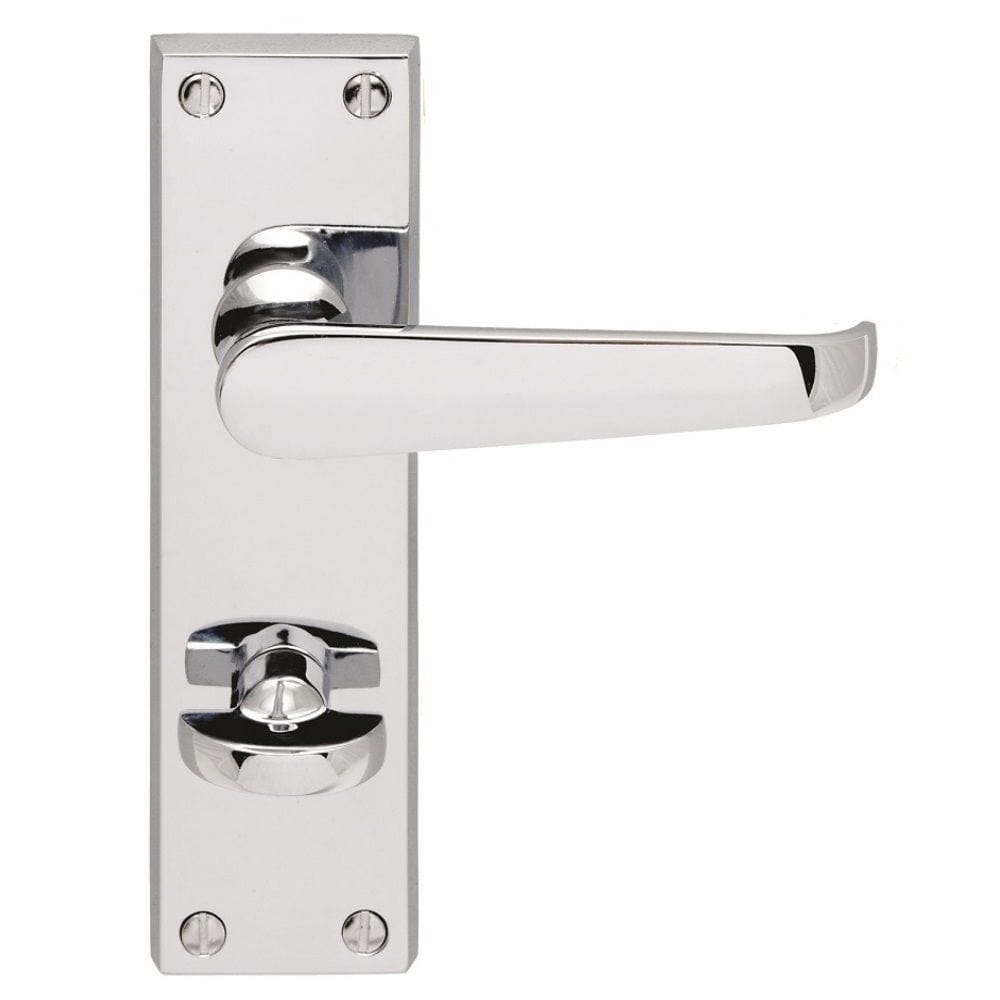 Carlisle Brass Door Furniture Polished Chrome / Bathroom Lock Handles Carlisle Brass - Contract Victorian Lever on WC Backplate - Polished Chrome