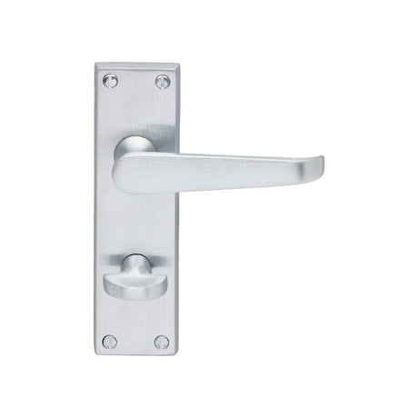 Carlisle Brass Door Furniture Satin Chrome / Bathroom Lock Handles Carlisle Brass - Contract Victorian Lever on WC Backplate - Satin Chrome