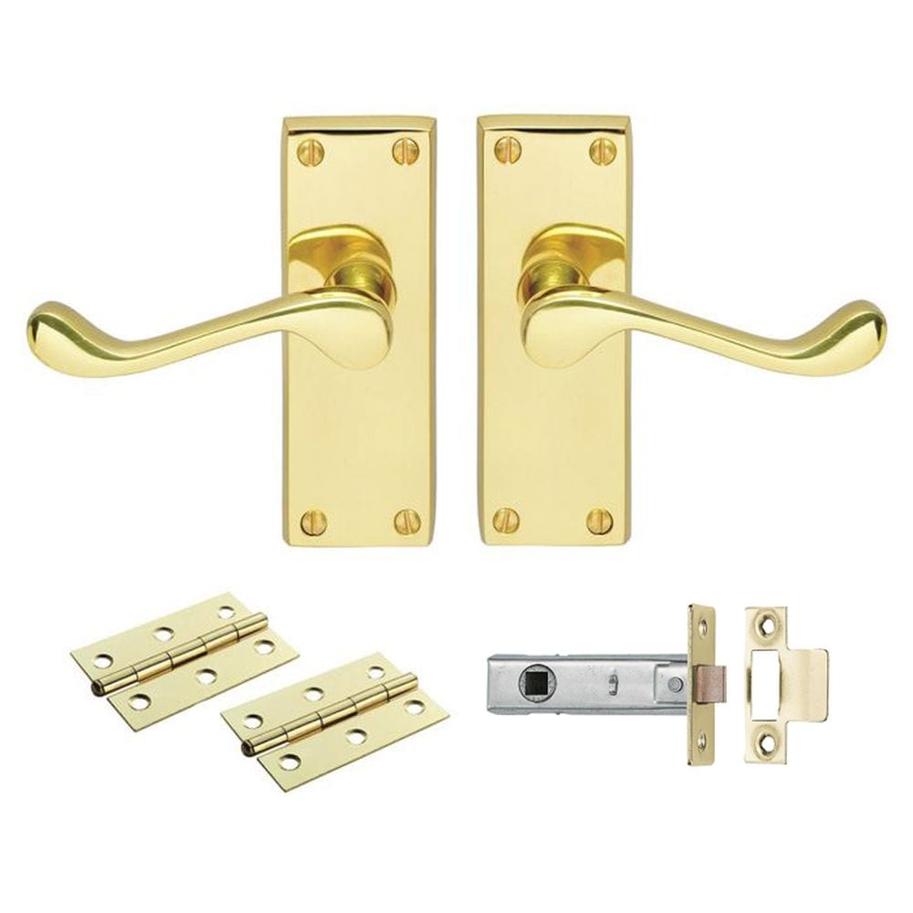 Carlisle Brass Door Furniture Electro Brass / Handles, Hinges and Latch Pack Carlisle Brass - Contract Victorian Scroll Latch Pack - Electro Brassed