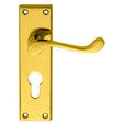 Carlisle Brass Door Furniture Polished Brass / Euro Profile Lock Handles Carlisle Brass - Contract Victorian Scroll Lever on Euro Lock Backplate - Polish