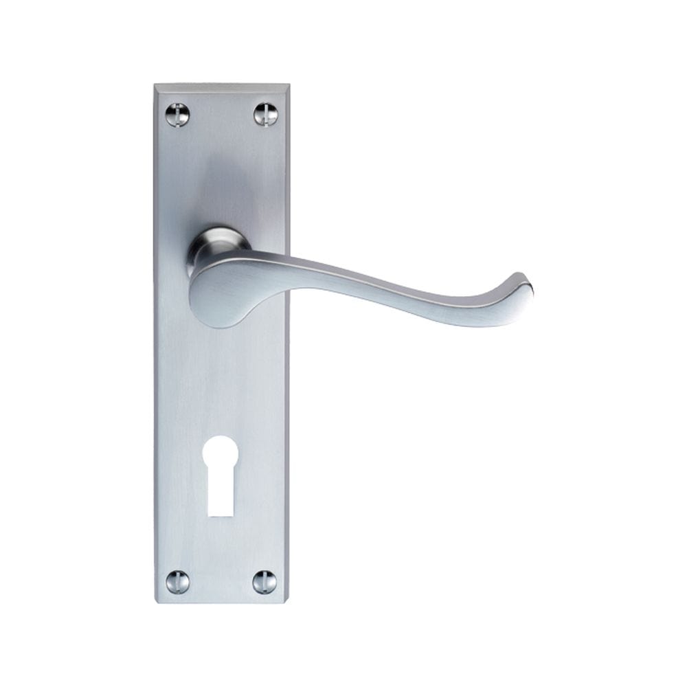 Carlisle Brass Door Furniture Satin Chrome / Std. Lock Handles Carlisle Brass - Contract Victorian Scroll Lever on Lock Backplate - Satin Chrom