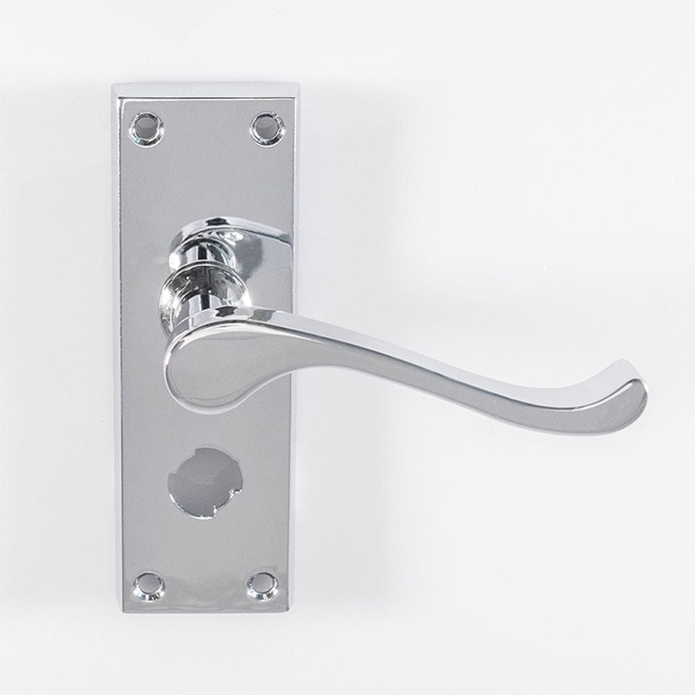Carlisle Brass Door Furniture Polished Chrome / Privacy Handles Carlisle Brass - Contract Victorian Scroll Lever on Privacy Backplate - Polished