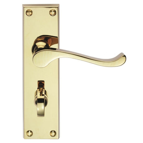 Carlisle Brass Door Furniture Polished Brass / Bathroom Lock Handles Carlisle Brass - Contract Victorian Scroll Lever on WC Backplate - Polished Bras