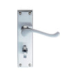Carlisle Brass Door Furniture Satin Chrome / Bathroom Lock Handles Carlisle Brass - Contract Victorian Scroll Lever on WC Backplate - Satin Chrome
