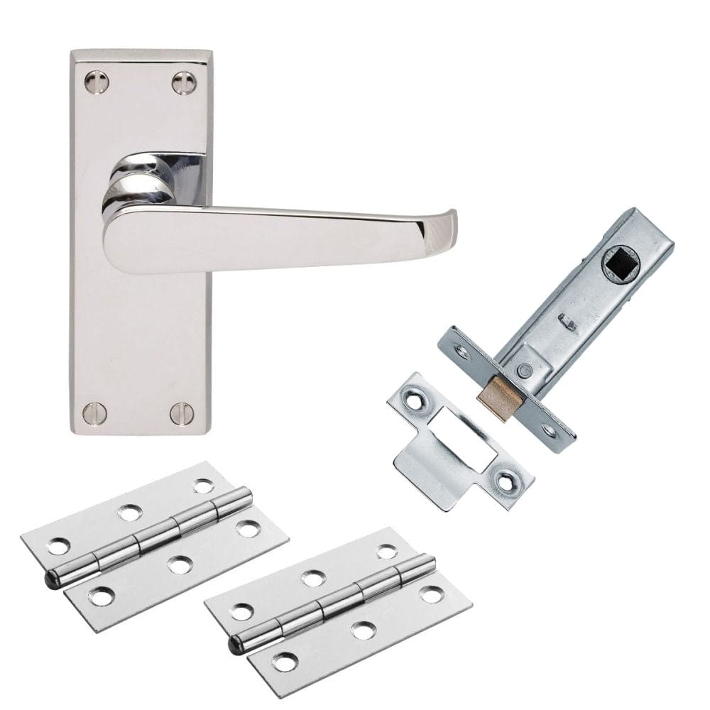 Carlisle Brass Door Furniture Polished Chrome / Handles, Hinges and Latch Pack Carlisle Brass - CONTRACT VICTORIAN STRAIGHT LATCH PACK