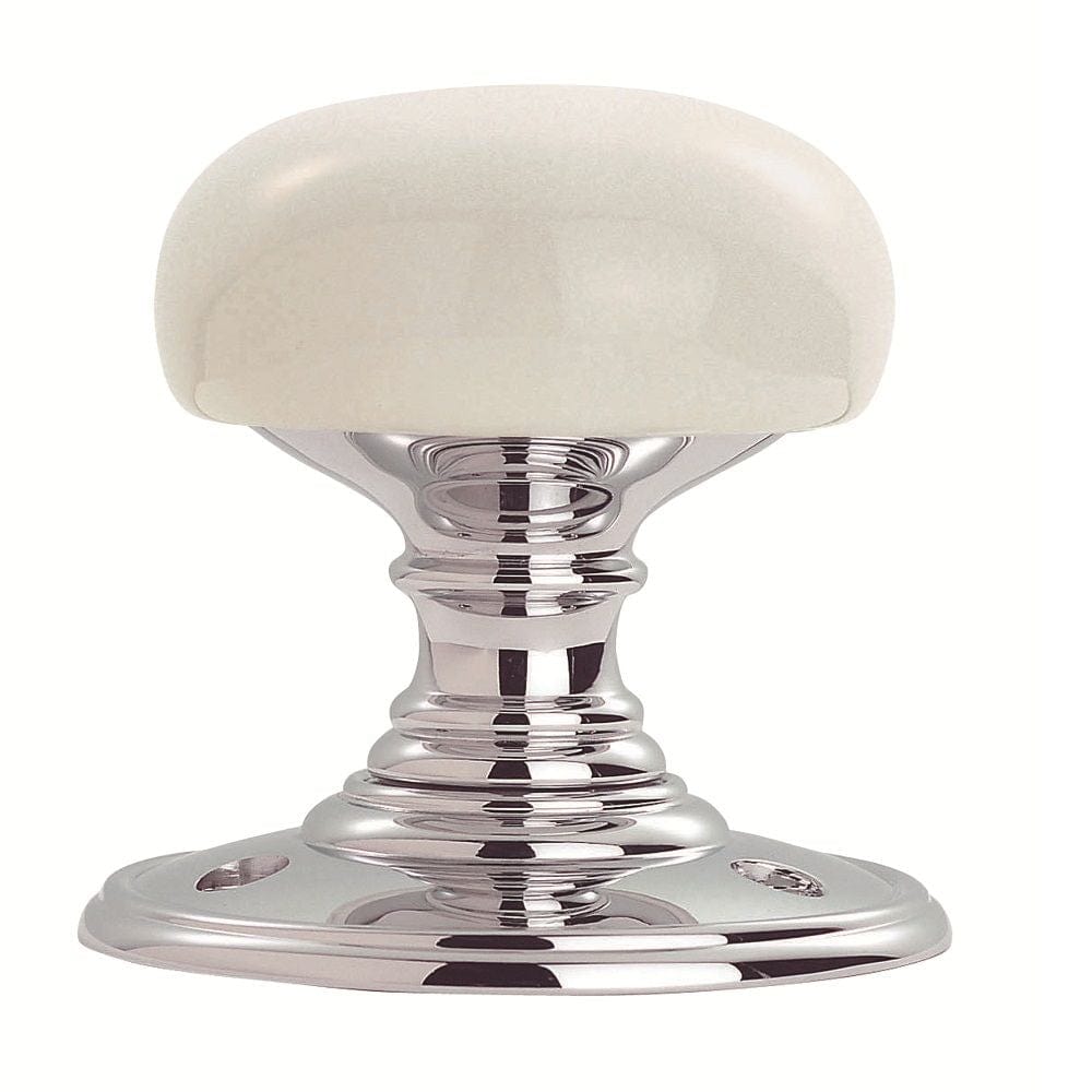 Carlisle Brass Door Furniture Dual Finish-Plain White/Polished Chrome / Mortice Knobs Carlisle Brass - Delamain Porcelain Mortice Knobs White - Dual Finish