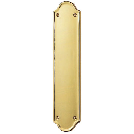 Carlisle Brass Door Furniture Polished Brass / Finger Plates / 302 x 65mm Carlisle Brass - Finger Plate Shaped End 302 x 65mm - Polished Brass