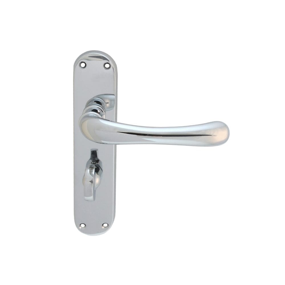 Carlisle Brass Door Furniture Polished Chrome / Bathroom Lock Handles Carlisle Brass - Ibra Lever On Backplate - Bathroom 57Mm C/C - Polished Chrome