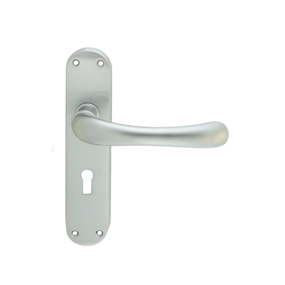 Carlisle Brass Door Furniture Satin Chrome / Std. Lock Handles Carlisle Brass - Ibra Lever On Backplate - Lock 57Mm C/C - Satin Chrome