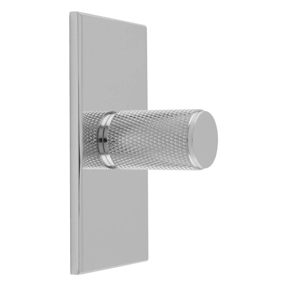 Carlisle Brass Cabinet Hardware Polished Chrome / Cabinet Knob on Backplate Carlisle Brass - Knurled Cylinder Knob on backplate