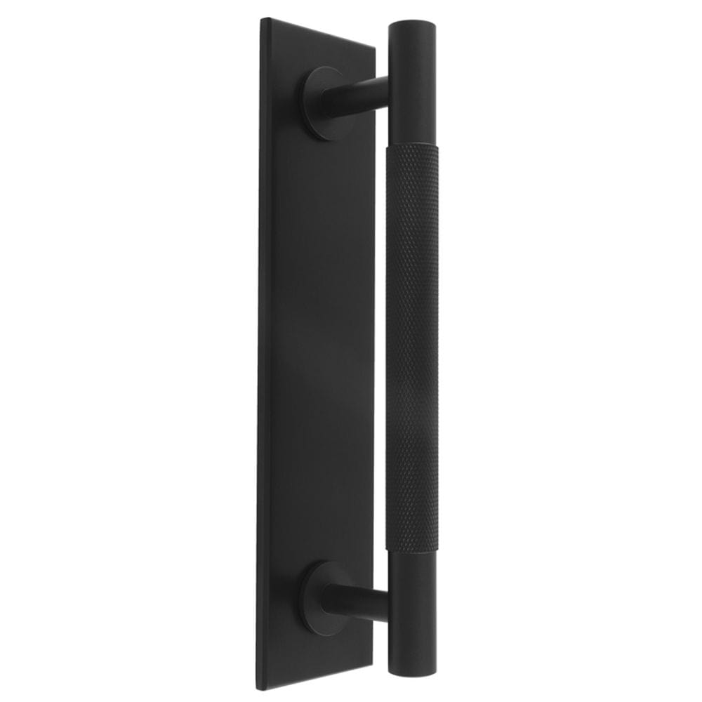 Carlisle Brass Cabinet Hardware Matt Black / Cabinet Pull Handle on Backplate / 160mm c/c Carlisle Brass - Knurled Pull handle on Backplate - 160mm c/c - Matt Black