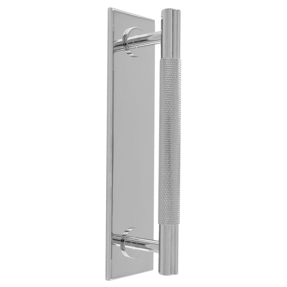 Carlisle Brass Cabinet Hardware Polished Chrome / Cabinet Pull Handle on Backplate / 160mm c/c Carlisle Brass - Knurled Pull handle on Backplate - 160mm c/c - Polishe Chrome