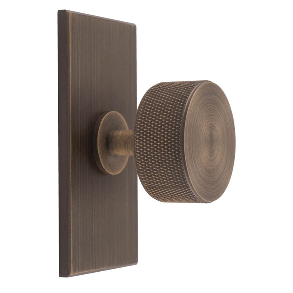 Carlisle Brass Cabinet Hardware Antique brass / Cabinet Knob on Backplate Carlisle Brass - Knurled Radio Knob on Backplate