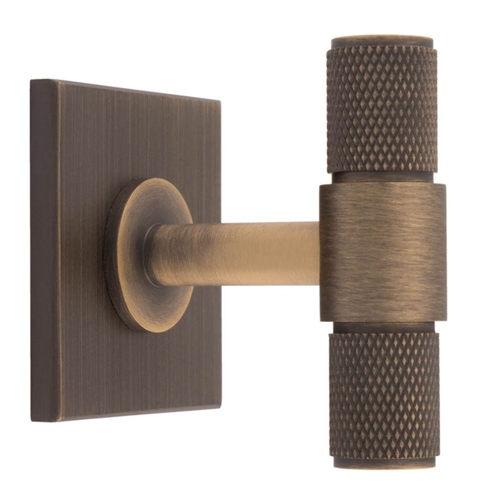 Carlisle Brass Cabinet Hardware Antique brass / Cabinet T-Pulls Carlisle Brass - Knurled T-Bar on backplate