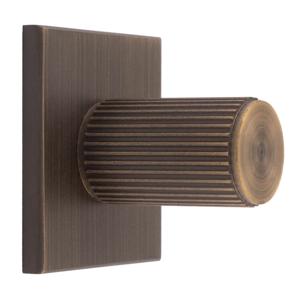Carlisle Brass Cabinet Hardware Antique brass / Cabinet Knob on Backplate Carlisle Brass - Lines Cylinder Knob on Backplate
