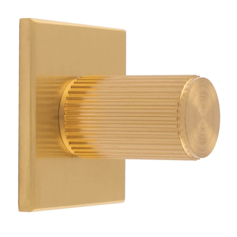 Carlisle Brass Cabinet Hardware Satin Brass / Cabinet Knob on Backplate Carlisle Brass - Lines Cylinder Knob on Backplate