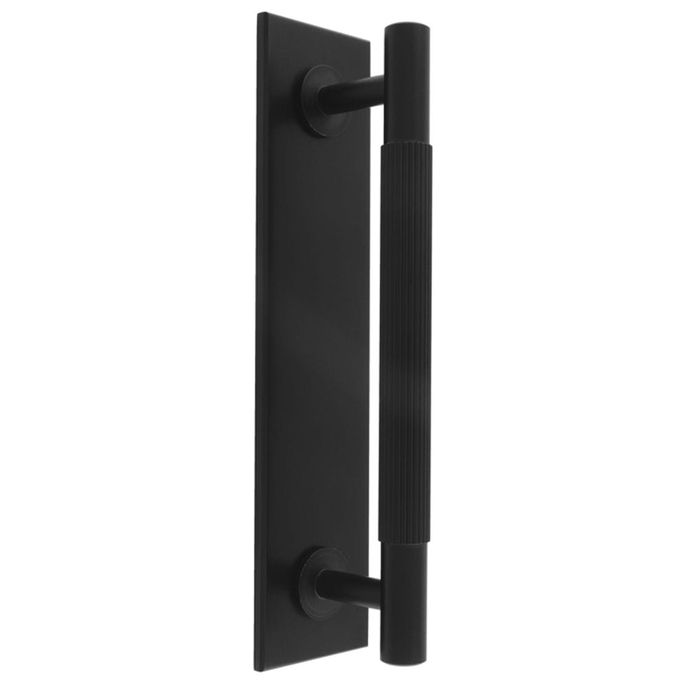 Carlisle Brass Cabinet Hardware Matt Black / Cabinet Pull Handle on Backplate / 160mm c/c Carlisle Brass - Lines Pull Handles on backplate - 160mm c/c - Matt Black