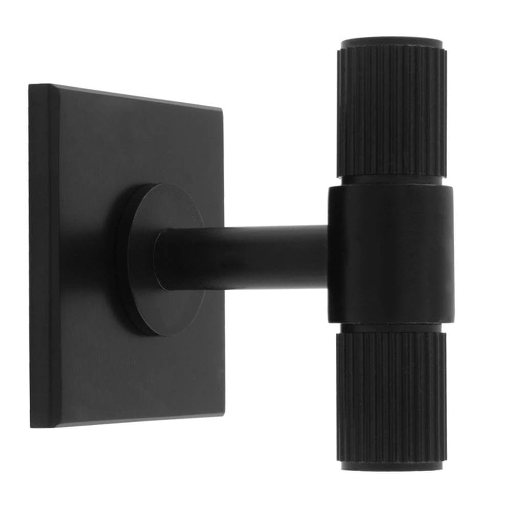 Carlisle Brass Cabinet Hardware Matt Black / Cabinet T-Pulls Carlisle Brass - Lines T-Bar Knob on Backplate